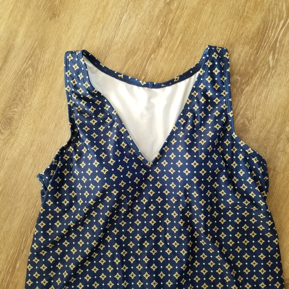 NWT Kona Sol Navy Back Tie Tankini Swim Top Size Small - Picture 4 of 9